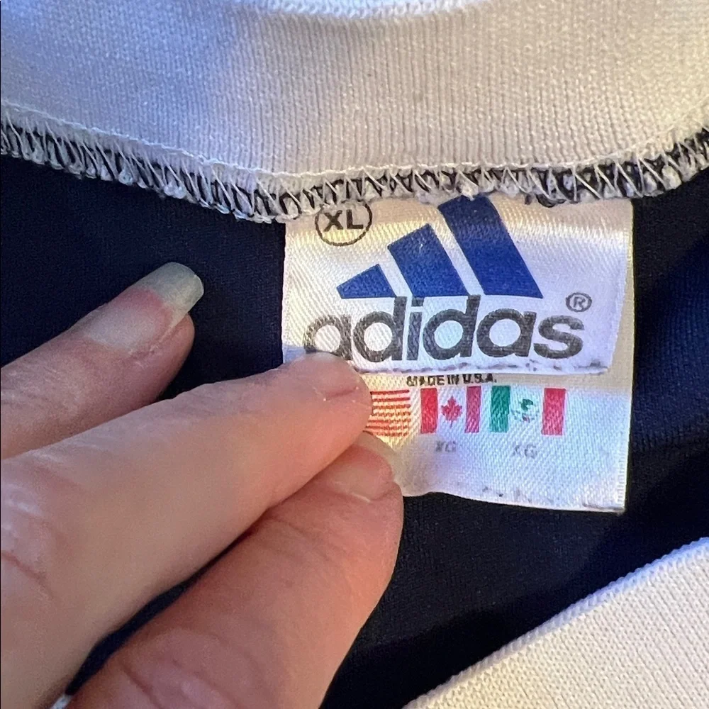 Vintage 90s Adidas T Shirt Mens Medium Blue 3 Stripe Athletic Short Sleeve XL